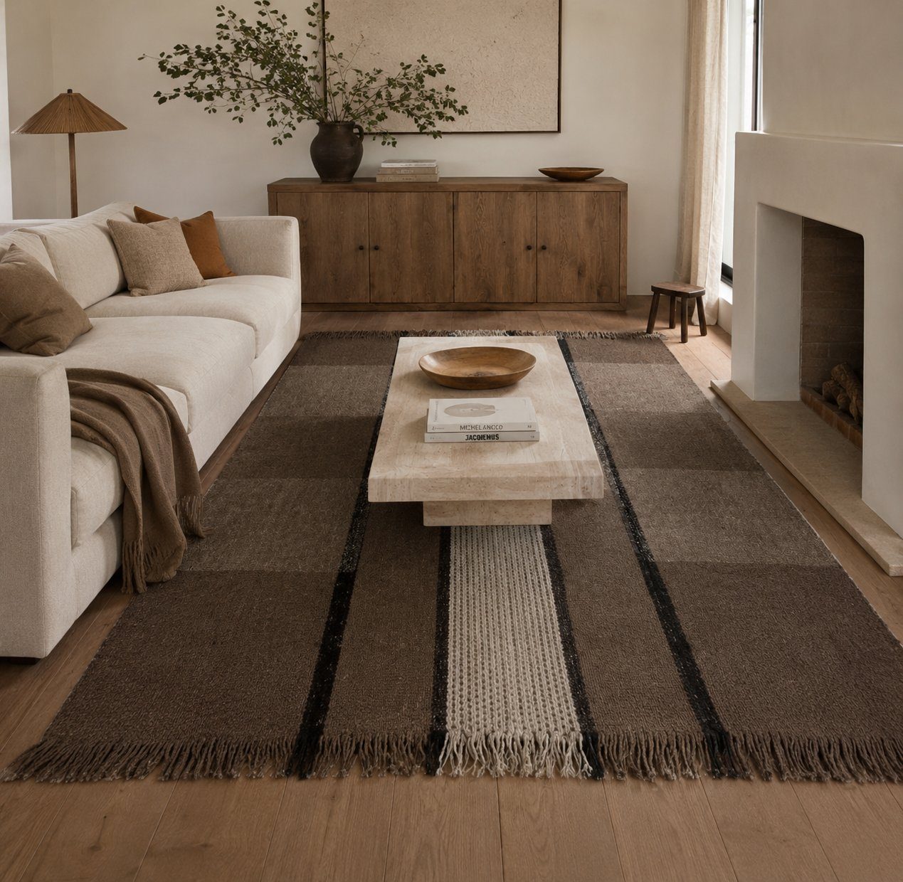 Brown, block stripe