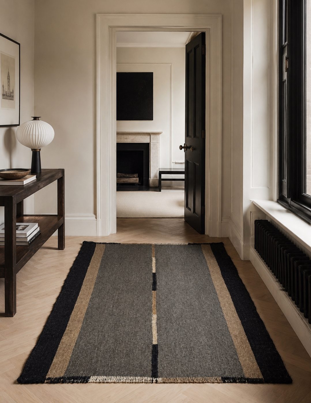 Grey, brown border stripe