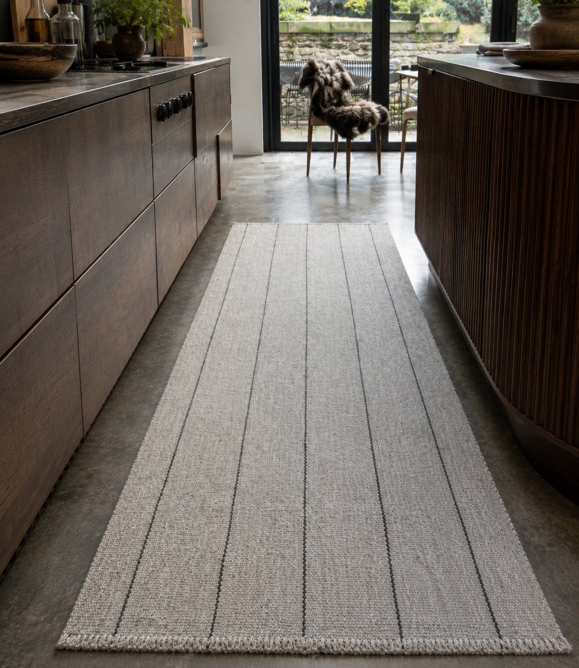 Grey, dotted pinstripe