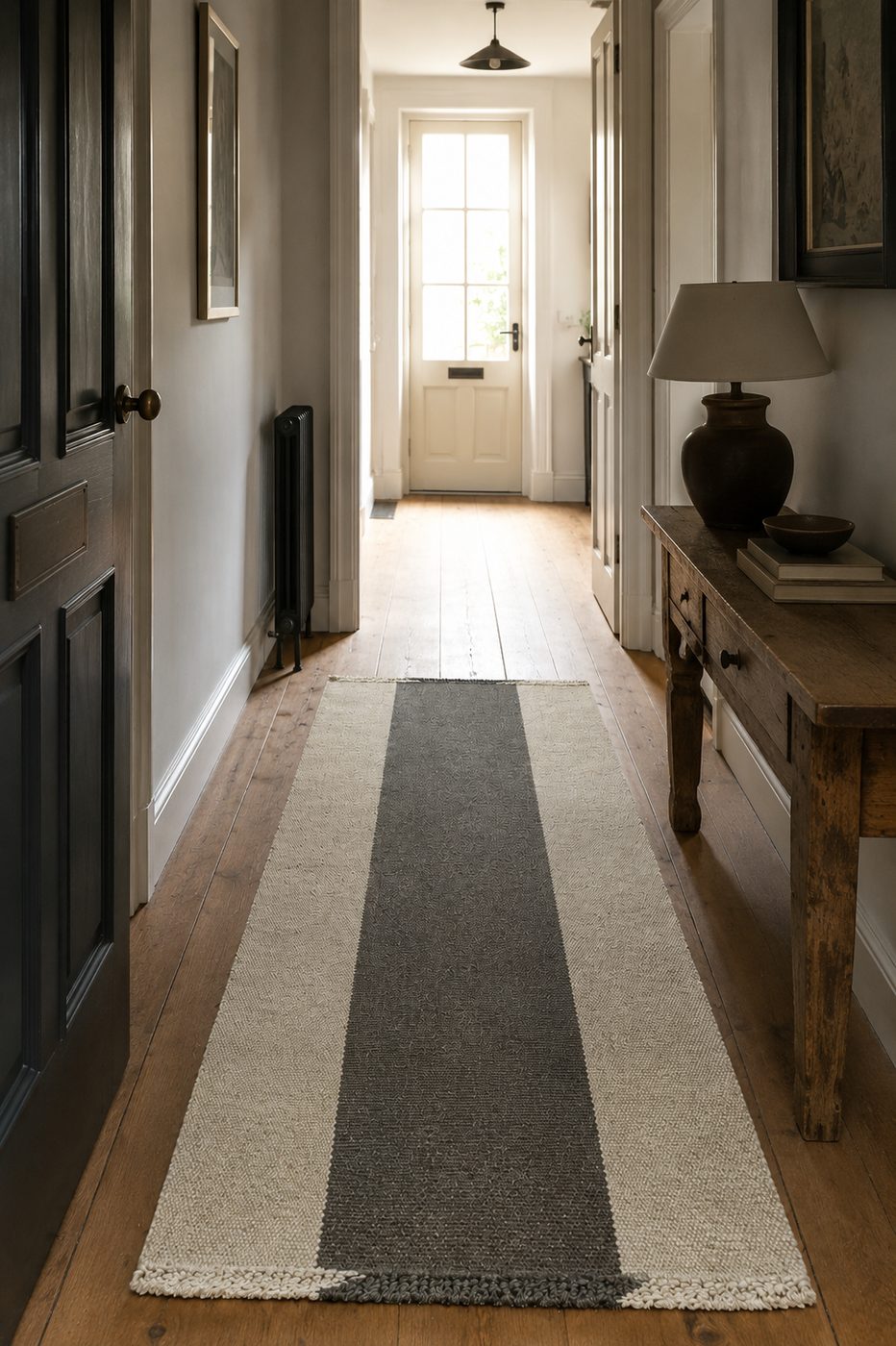 Cream, wide grey centre